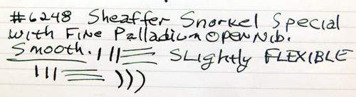 6248: SHEAFFER SPECIAL SNORKEL IN BURGUNDY WITH OPEN PALLADIUM BROAD NIB.